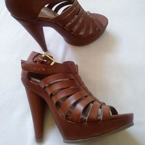 NWOT Brown Platform Strappy Heels